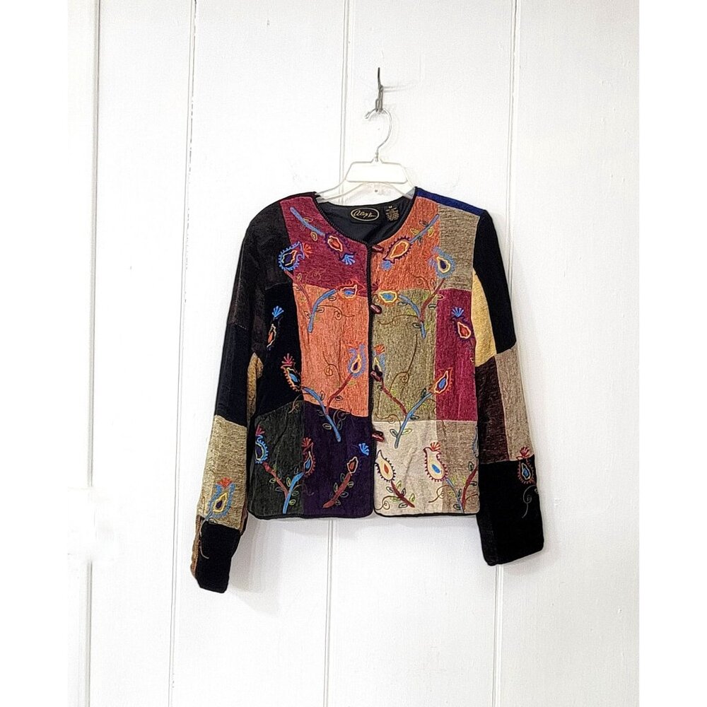 Alex Kin Art To Wear Embroidered Patchwork Chenille Jacket - Picture 5 of 6
